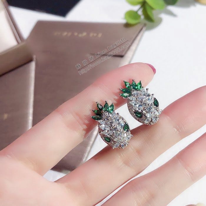 Bvlgari飾品 寶格麗蟒蛇耳釘 蛇系列耳釘 鑲嵌祖母綠  zgbq3149